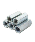 5 Pack M12 X 1.75 Thread Round Rod Coupling Nuts 36mm Long Zinc Plated Joint Nut Connector Kit For Industrial Fasteners 14mm Outer Diameter 5 Pieces For Indoor Outdoor Tough Use, stacked silver nuts