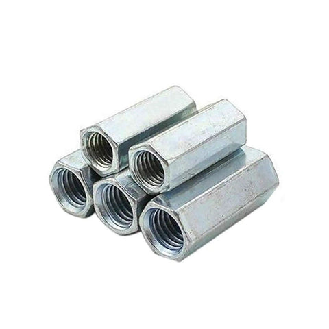 5 Pack M12 X 1.75 Thread Round Rod Coupling Nuts 36mm Long Zinc Plated Joint Nut Connector Kit For Industrial Fasteners 14mm Outer Diameter 5 Pieces For Indoor Outdoor Tough Use, stacked silver nuts