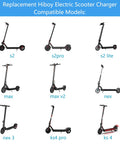Image showing compatible electric scooter models for 42V Replacement Charger For Electric Scooters That Fit S2 Pro S2 Lite S2 KS4 KS4 Pro NEX NEX3 NEX5 Max Max3 Max V2 With Barrel Round Plug Tip Not 3 Prong Durable Power Supply For Safe Fast Charging.