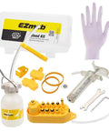 All In One Hydraulic Disc Brake Bleed Kit For Bikes With 12 Oil Filling Joints And Funnel Universal Tool For Shimano Magura Tektro And SRAM Systems Easy At Home Bike Brake Maintenance, including syringe, gloves, and wrenches.