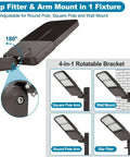 Beefy 300W LED Parking Lot Light With Photocell Outdoor Dimmable Pole Light Slip Fitter And Arm Mount diagram