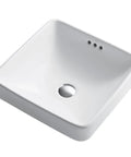 Elavo Square Vessel Sink With Overflow White Porcelain Ceramic Semi Recessed Bathroom Vanity Sink 16 And A Half Inch Scratch Resistant Easy To Clean High Gloss Glaze
