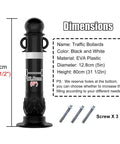 High Visibility Eva Plastic Bollard Post With Honeycomb Reflective Tape, 80cm tall, 12.8cm diameter, black and white for driveway safety.