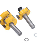 Tongue And Groove Router Bit Set Two Pack Carbon Steel One Half Inch Shank Anti Backlash Design For Cabinet Doors Frames Panels And Other Woodworking Projects With Smooth Clean Cuts, two router bits with spacers