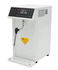Pro Rig Commercial Steam Milk Frother Electric Cafe Milk Steamer Featuring Precision Temp Dial And Crisp Led Interface Zero Stress Foam Pull Reliable Main Street Setup White side view with control panel.