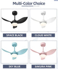 Four 30 Inch Ceiling Fan With Lights And Remote Control LED Indoor Outdoor White 3 Reversible Blades in different colors