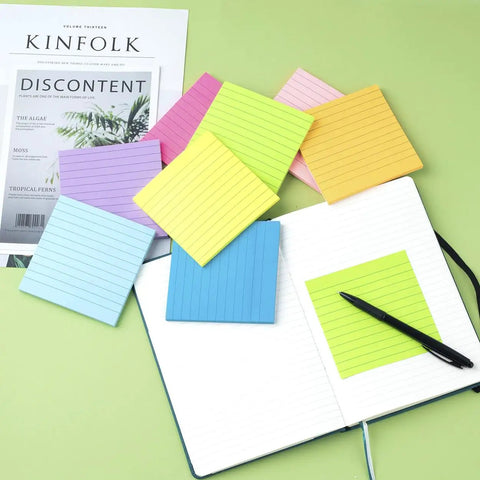 8 Pack Lined Sticky Notes 4x4 Inches Colorful Memo Pads With Super Sticky Adhesive, 8 Bright Colors For Quick Reminders, 54 Sheets Per Pad