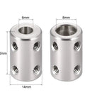 Rock Solid Stainless Steel Rigid Shaft Coupling Set Screw Connector Fits 6Mm To 8Mm Bore For Cnc Machines And 3D Printers Two Pack showing dimensions.