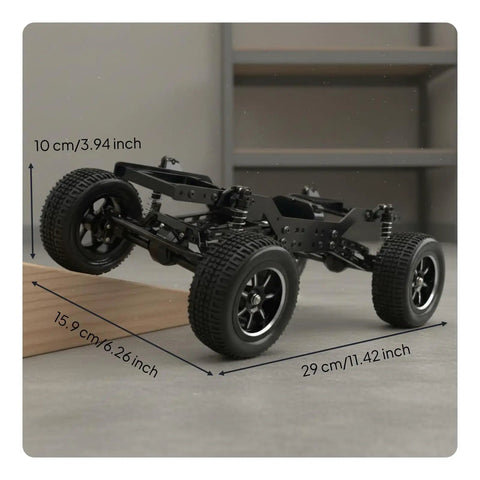 12-Scale RC Aluminum Alloy Chassis Kit For DIY Electric Car Build With Sturdy Black Frame Metal Gearbox Axles Wheels