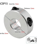 Heavy Duty Aluminum Alloy Fixed Locking Limit Ring Double Split Shaft Collar 15mm Fits 6 To 20 Mm With Anodized Finish Zero Wobble Smooth Ops Works Like A Dream Every Time For Your DIY Pro Projects Which Are Super Cool And Worth Your Cash Right Now Today., 15mm inner dia, 35mm outer dia, 12mm thick split shaft collar