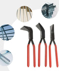 Three Piece Sheet Metal Bending Pliers Set Pro Grade With Straight 45 Degree And 90 Degree Jaws for auto repair and metal work
