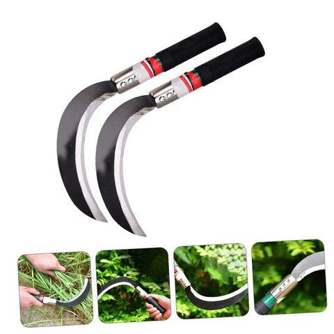 Two Piece Manganese Steel Weeding Sickle With Short Handle Grass Cutter For Gardening Farming Harvesting And Tree Cutting Set