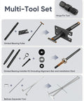 All-In-One Pro-Grade Gimbal Bearing Puller And Installer Kit With Bellows Expander And Hinge Pin Tool layout overview