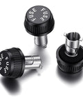 Five Pack Heavy Duty Fuse Block Caps Panel Mount Holders Compatible With Agc Mdl Adg Fuses For Boat Marine And Automotive Electrical Systems Smooth Durable Nylon Covers. 3 caps shown from multiple angles.