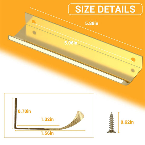 Heavy Duty 10 Pack Edge Finger Pulls For Cabinets Sleek Concealed Drawer Hardware Featuring 150 Millimeter Length With Size Details
