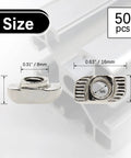 50 Pack Hammer Head Sliding T Nuts For 8mm T Slot Aluminum Extrusion 3030 Series M6 Thread Slide In Easy Insertion And Strong Connection Fits Standard Profiles Rierdge