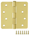 Heavy Duty Steel Door Hinges Satin Brass Finish 4 Inch Radius One Quarter Inch Set Of 10 With Mounting Screws and Removable Pin