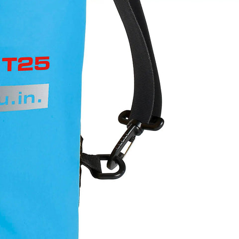 Close-up of the Tubular 25L Dry Bag For Diving Gear And Water Sports Waterproof Sack latch and handle detail.