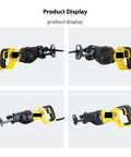 Cordless Reciprocating Saw Heavy Duty Power Tool For Wood Metal Pipe And Tree Branches Featuring Quick Blade Swap and Comfortable Grip from different angles.