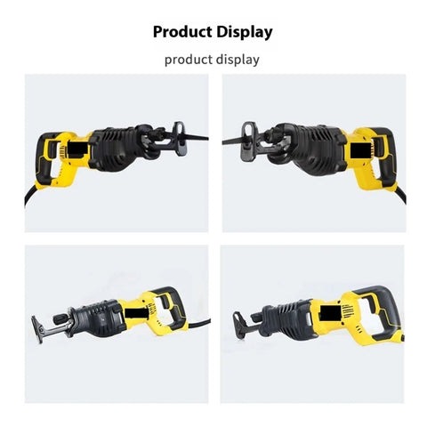Cordless Reciprocating Saw Heavy Duty Power Tool For Wood Metal Pipe And Tree Branches Featuring Quick Blade Swap and Comfortable Grip from different angles.