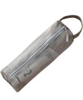 Travel Toiletry Bag With Ventilated Mesh Storage Ultra Portable Road Trip Ready All In One Personal Kit in gray, side view