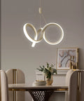 Dimmable Modern LED Chandelier For Kitchen Island Round Pendant Light Flush Mount Irregular Ring Fixture Over Dining Table