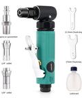 Bad Boy Pneumatic Right Angle Die Grinder Cranking 22000 RPM with collets and accessories for efficient grinding in tight spaces.
