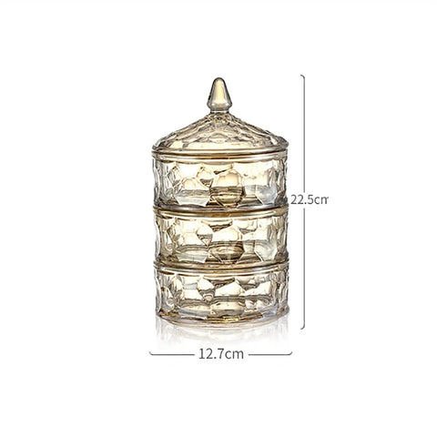 Premium Clear Glass Canisters For Coffee And Sugar, wide mouth storage jars stacked, 22.5cm tall, decorative kitchen organization