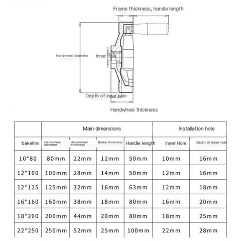 Technical drawing and specifications for Heavy Duty Handwheel For Lathe And Milling Machines With Revolving Handle, including dimensions and keyway details.