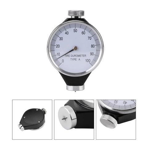 Hardness Tester For Type A O And D Scales With Simulated D Type Display Quick Easy Read Dial Built Tough From Rust Resistant Alloy Build Ideal For Testing Hardness In Plastics And Sulfur Goods Durable Accurate Fast Results, Type A dial close-up