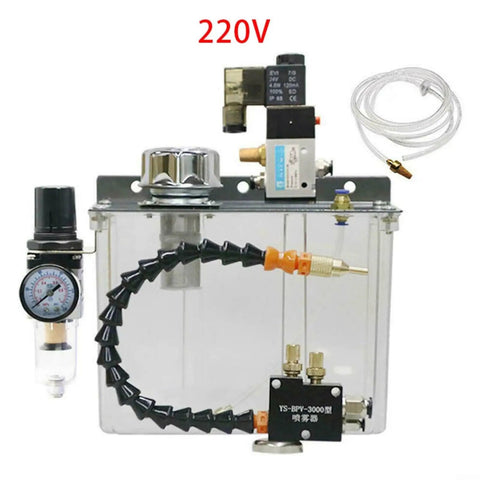 Robust Machine Tool Cooling Sprayer With Adjustable Flow Dial And Pressure Regulator, 220V coolant sprayer kit with pressure gauge.
