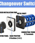 Rotary Changeover Switch Universal Selector Switch Enclosure Box 690V 40A 3 Position 3 Phase 12 Terminals diagram