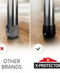 Comparison of damaged rubber cap and intact Heavy Duty Rubber Chair Leg Caps, showcasing durability for hardwood floors.