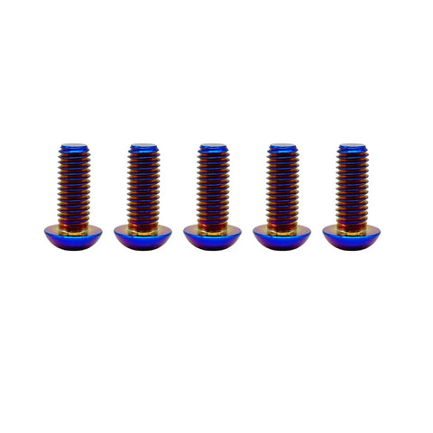 Badass Gr5 Aviation Grade Titanium Screws M8 X 20 mm Iso7380 Button Head Hex Socket Cap Bolts In Slick Burnt Blue Finish tough fasteners, pack of five