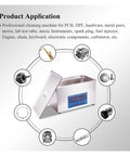 Premium Digital Degassing Ultrasonic Cleaner Tank With Smart Circuit And Heavy Duty Vacuum Mode For Jewelry PCB Engine Lab Projects image displaying applications.