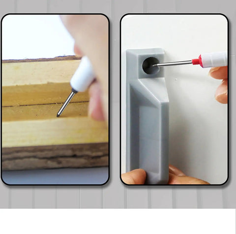 Real Deal Deep Hole Marker Pens 15 Pack Black Ink in use marking wood and wall for precision woodworking engineering projects.
