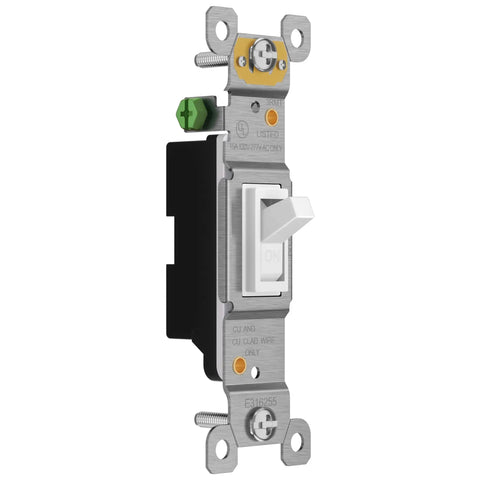 Single Pole Toggle Light Switch 15A 120 To 277V Residential Grade UL Listed With Grounding Screw White 10 Pack