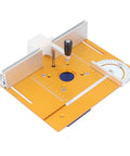 Heavy Duty Aluminum Router Lift Base With Precision Inverted Adjustment For Wood Milling And Diy Projects top view with measuring scale and lift adjustment.