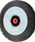 Ezmount Crimped Wheel Brush For Bench Grinders Pro Grade Heavy Duty Carbon Steel Wire Eight Inch Diameter Arbor Hole