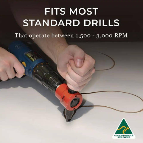 Hands using Pro Grade Sheet Metal Nibbler Bundle With Drill Attachment for Smooth Curves and Circles, Australian Made