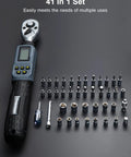 Digital Torque Wrench One Quarter Inch Drive With Buzzer And LED Indicator, Pro-Grade Accuracy 1.1-22.1 Ft-Lbs And 1.5-30 Nm, Quick-Swap Socket Head, Electronic Wrench Kit With Bits And Sockets For Bikes, Motorcycles, And Gunsmithing, 41-piece set