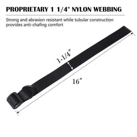 Heavy Duty Adjustable Rifle Sling 1.25 Inch Nylon Strap With D Ring Loop For Hunting 2 Pack Tactical Gun Sling Easy Quick Setup No Tools Required For Fast Deploy showing 1 1/4 inch width and 16 inch length with tubular construction