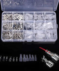 Rock Solid 270 Pcs Crimp Terminals Kit Silvery Male Female Wire Connectors With Insulating Sleeves Assortment Set For Fast Fixes And Durable Electric Work Every Guy Needs In His Garage, open case