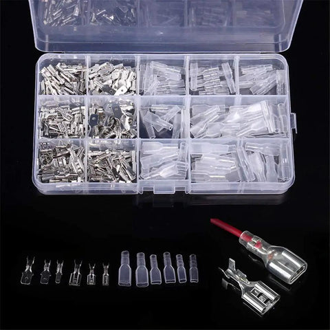 Rock Solid 270 Pcs Crimp Terminals Kit Silvery Male Female Wire Connectors With Insulating Sleeves Assortment Set For Fast Fixes And Durable Electric Work Every Guy Needs In His Garage, open case