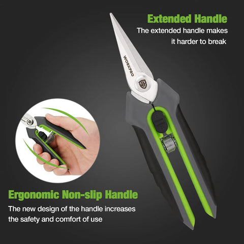 Two Pack Garden Pruning Shears With Sheath 6.5 Inch Small Hand Pruners Snips Clippers with spring loaded ergonomic handle