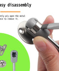 Close-up of Two Pack Soft Close Toy Box Hinges With 100N Gas Strut Safety Lid Support showing disassembly steps.