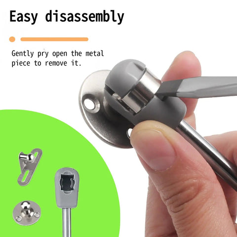 Close-up of Two Pack Soft Close Toy Box Hinges With 100N Gas Strut Safety Lid Support showing disassembly steps.