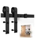 Heavy Duty Sliding Door Track Kit With Carbon Steel Rail For Space Saving Design In Garages And Wardrobes Industrial Grade Track With Black Powder Coated Nylon Rollers For Rust Resistance And High Load Capacity
