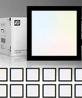 Led Square 7 Inch Panel 12W Dimmable Cct 3000K 4000K 5000K Black 12 Pack with box and panels.