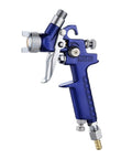 Score This Professional HVLP Mini Paint Spray Gun With A Precision 0 8 Mm Nozzle Kit showing sleek blue design and control knobs.